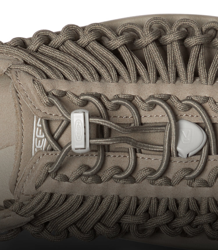 A close-up of a taupe-colored KEEN UNEEK sandal.