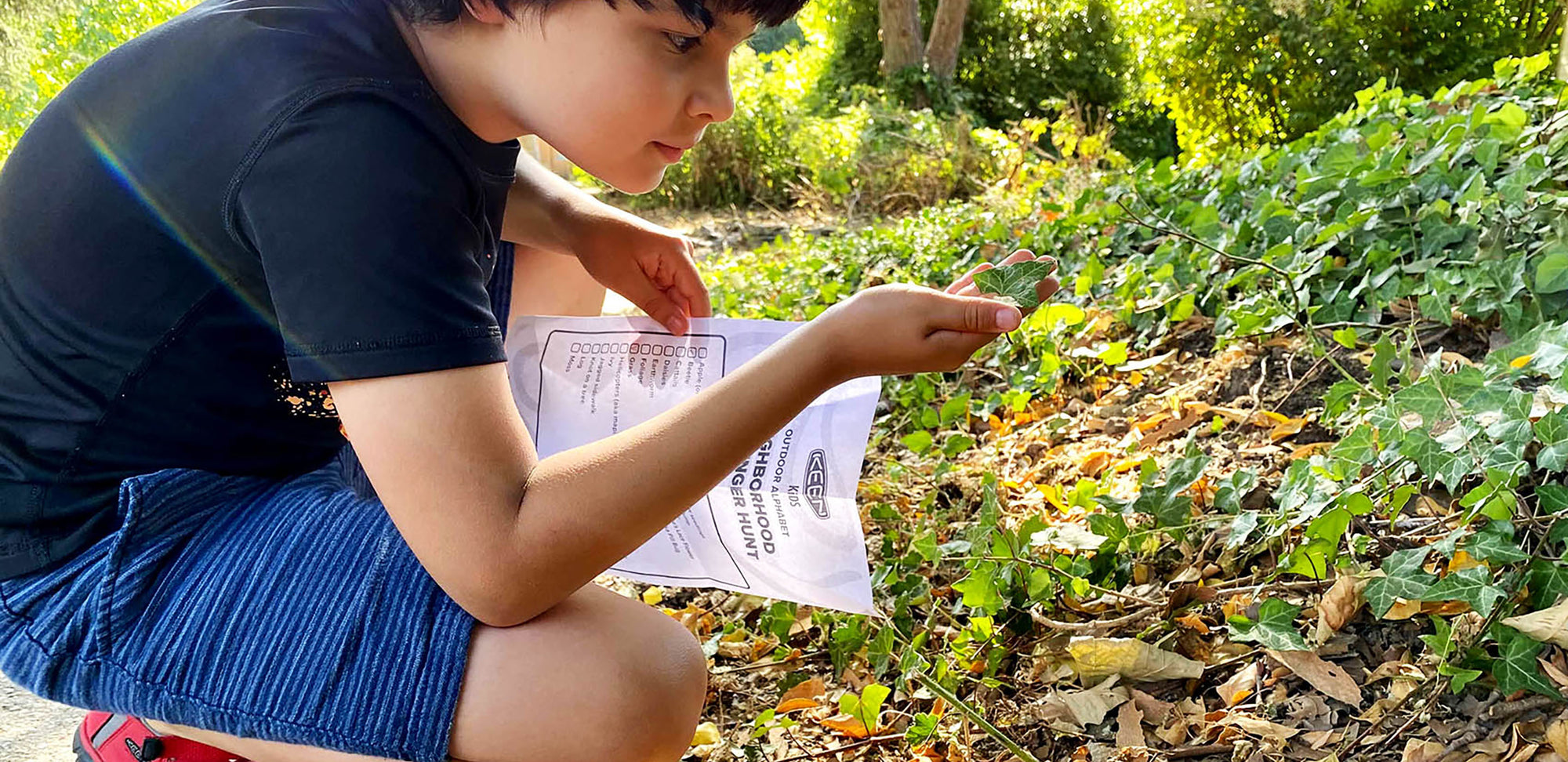 Kids on a nature scavenger hunt