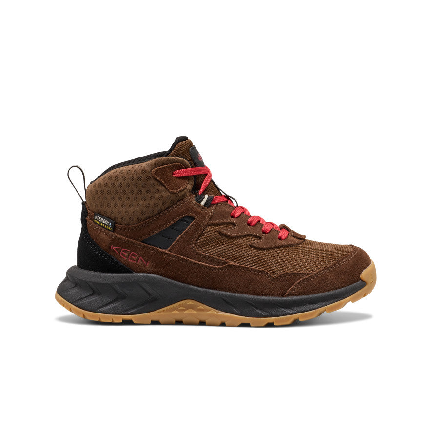 タカ Big Kids' Hightrail Waterproof Hiking Boot | Dark Earth/Garnet