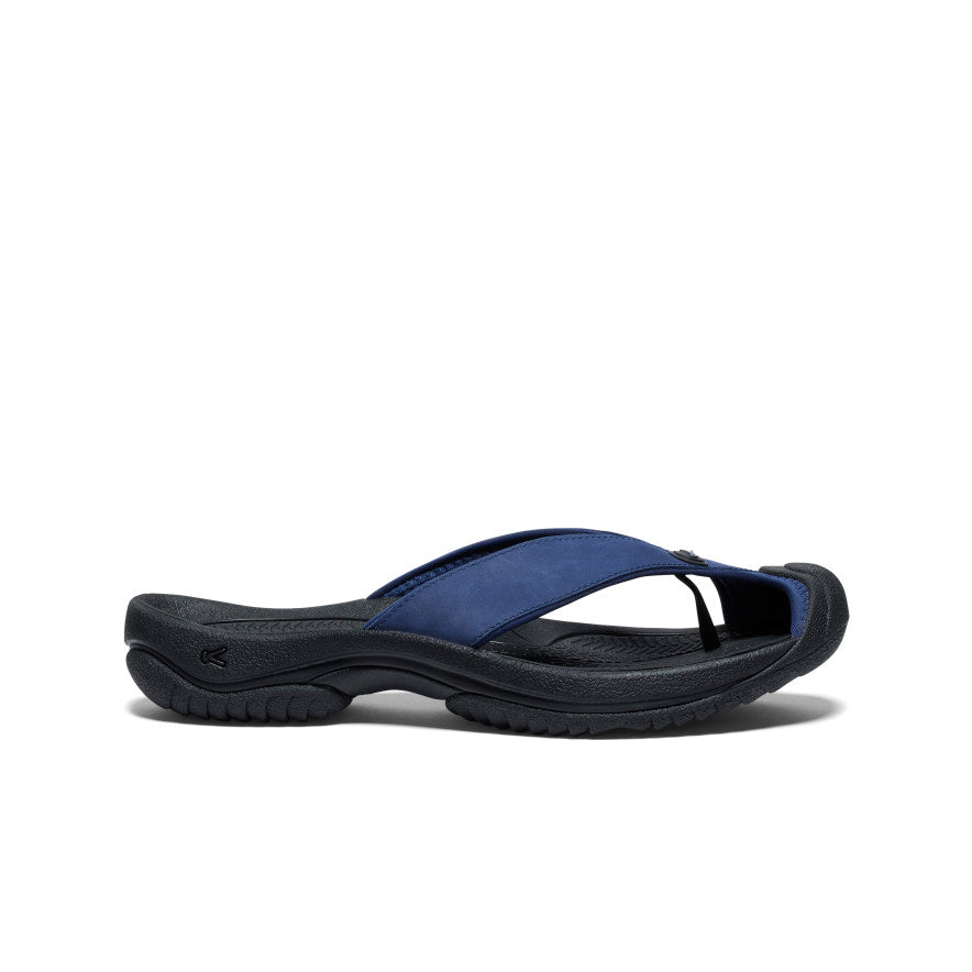 Men's Waimea Black/Black Leather Flip-Flop | KEEN | KEEN