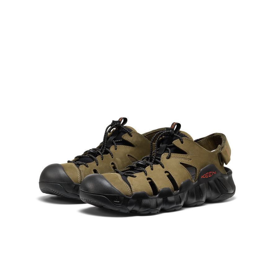 Men's Hyperport Fisherman Leather Sandal | Dark Olive/Black | KEEN