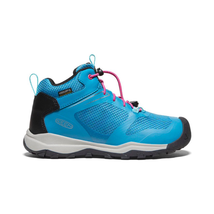 Kids Keen Wanduro Mid Waterproof Hiking Boots 5 Fjord Blue Fuchsia Purple
