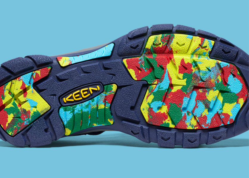 Product shot of the bottom sole of the KEEN and DeadDye collaboration Newport
