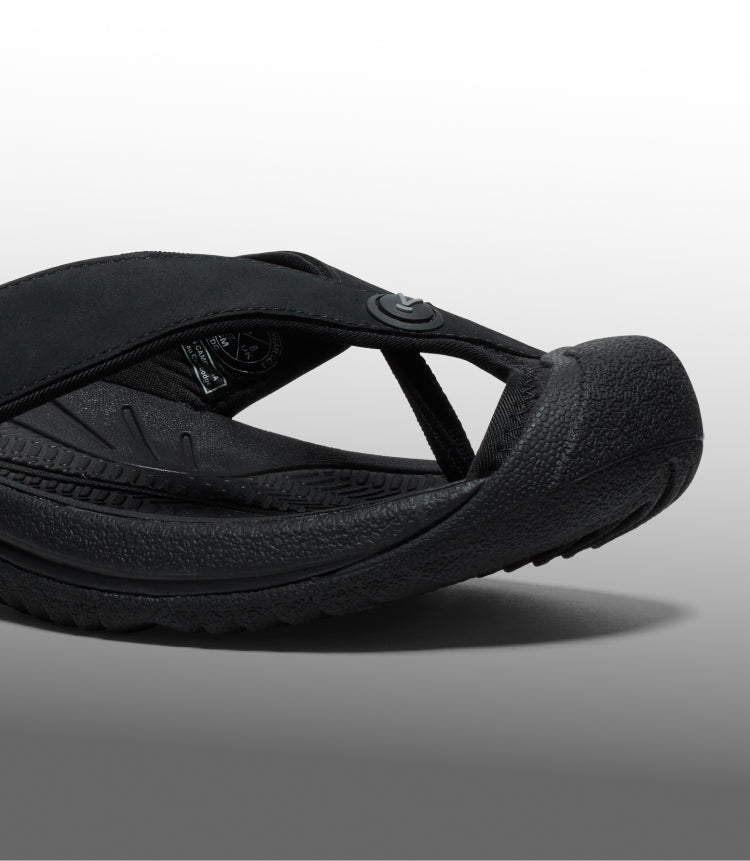 Men's Waimea Black/Black Leather Flip-Flop | KEEN | KEEN