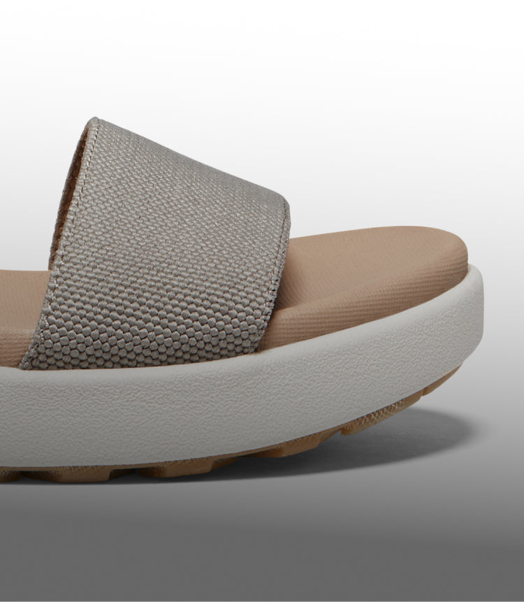 A close-up of the front of the KEEN Elle sandal.
