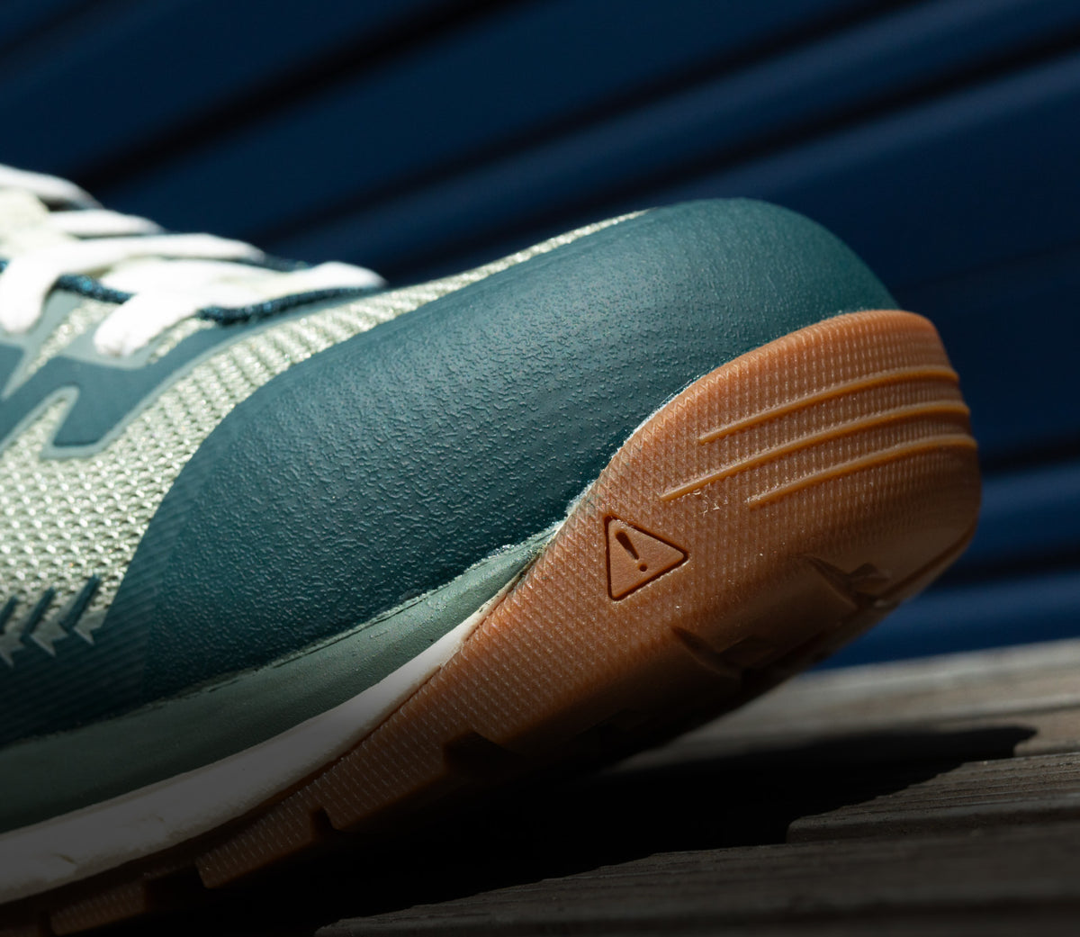 A close-up of the front sole of a KEEN Arvada work shoe.
