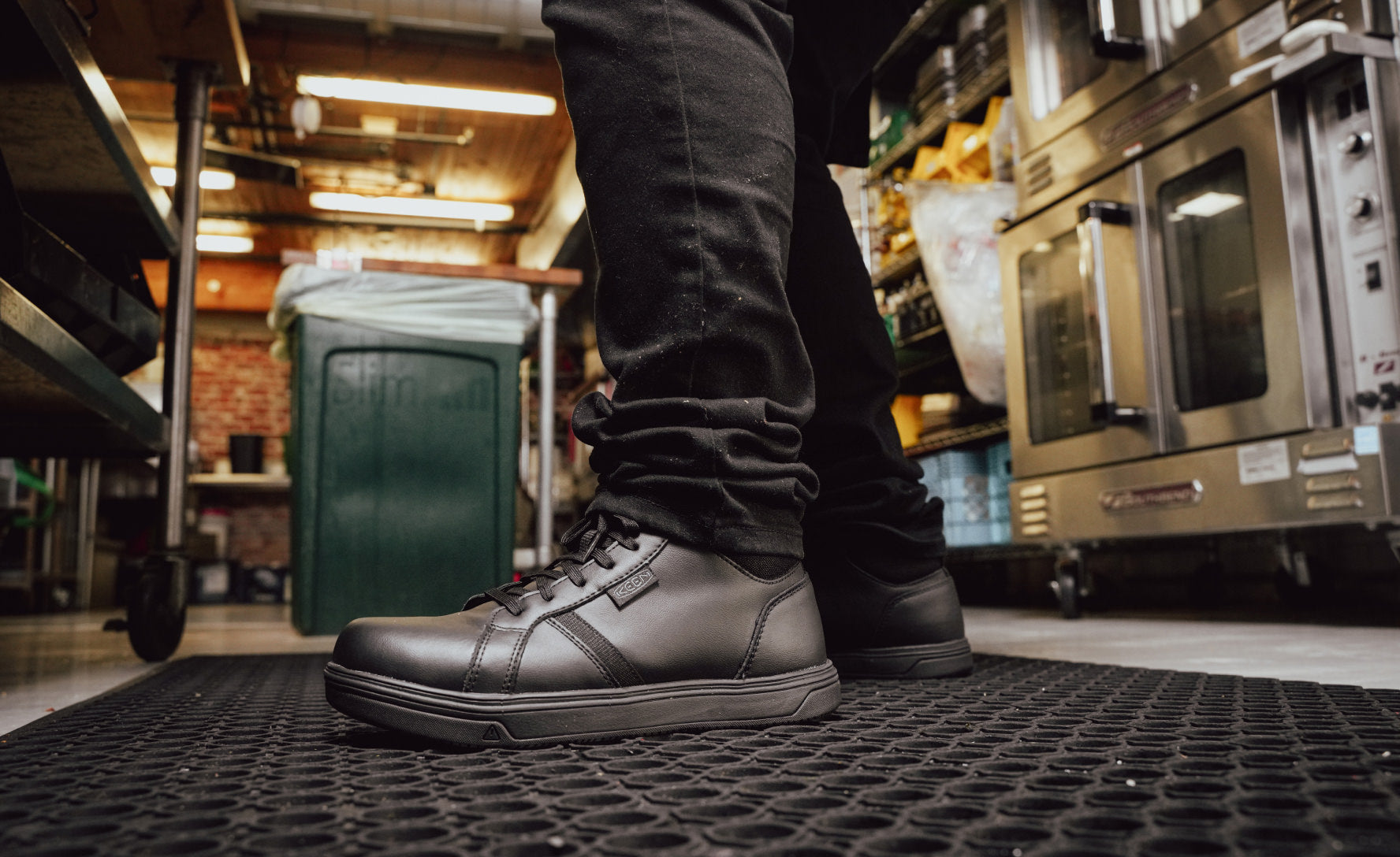 Men's PTC Kenton Mid Work Shoe (Soft Toe) | Black/Black | KEEN