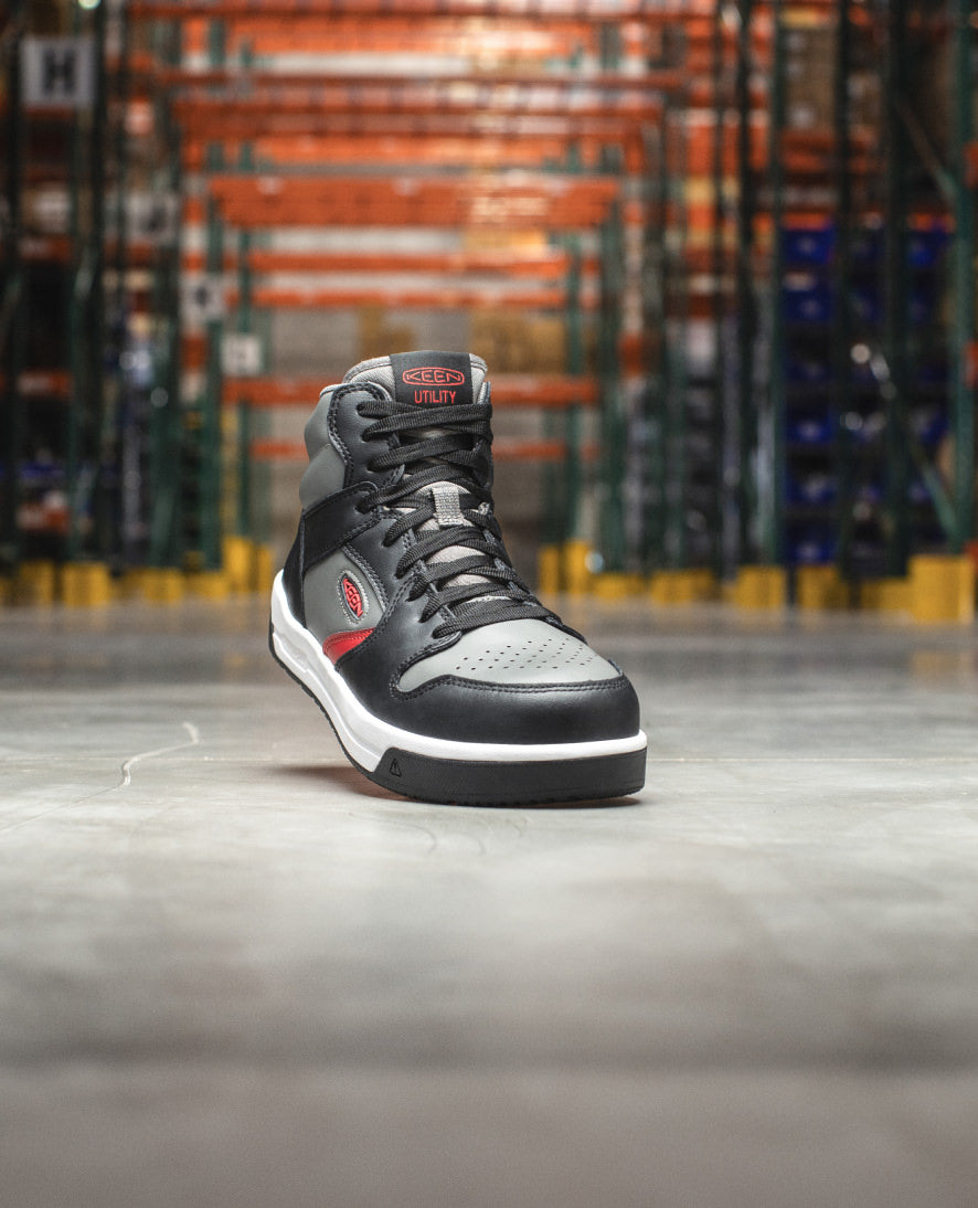 Men's Overton Mid Work Shoe (Carbon Toe) | Star White/Black | KEEN