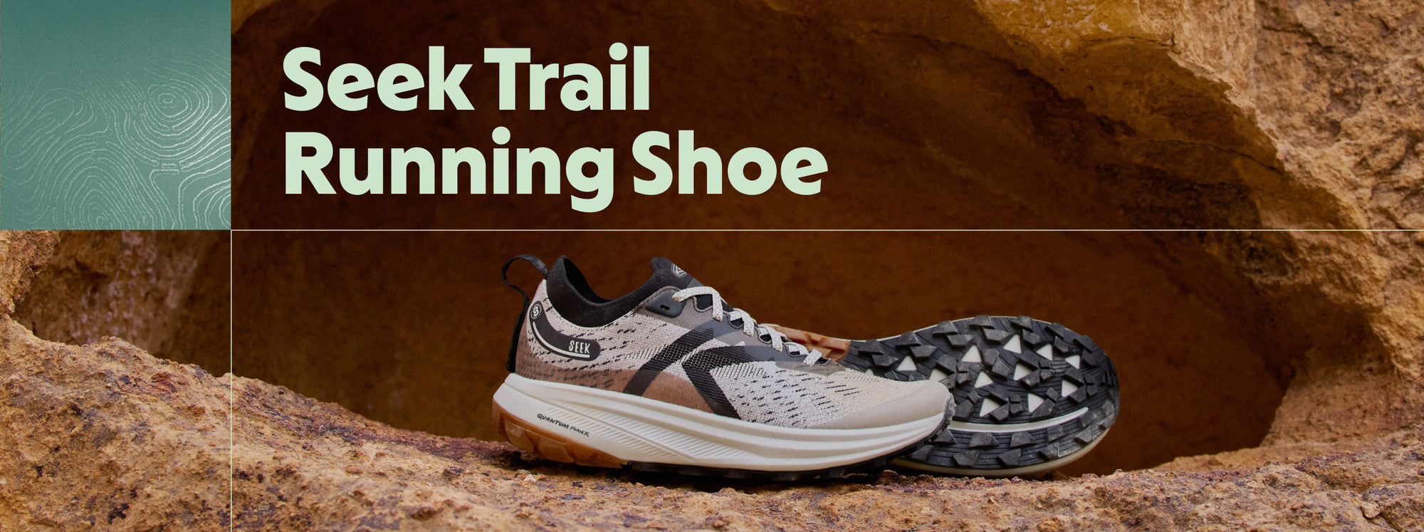 The Seek Trail Running Shoe designed for comfort and grip on rugged terrain, featuring a durable upper and cushioned sole.