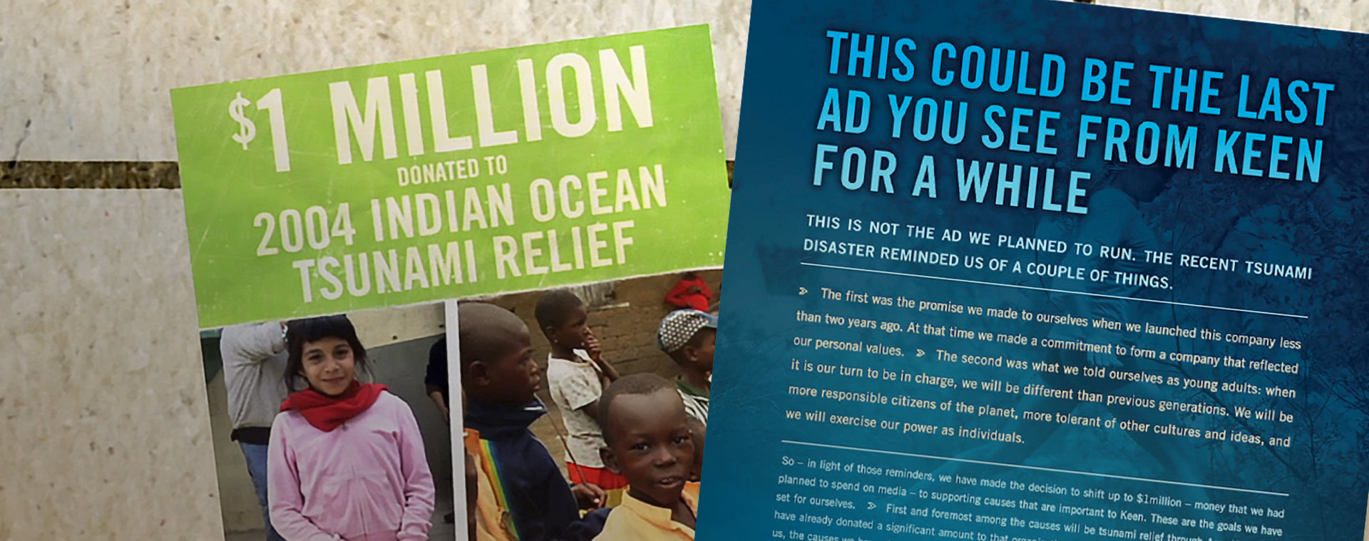 Magazine cover that reads "$1 Million donated to tsunami relief"