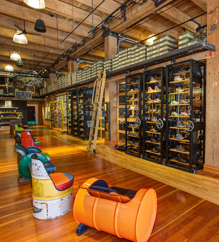 Shoe fitting area inside Portland Keen garage