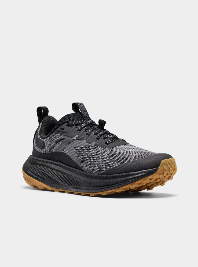 Product shot of women's Black and Magnet Roam trail-running shoe.