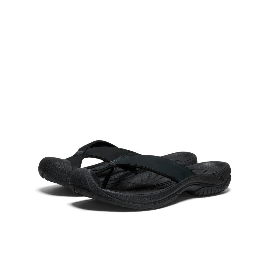 Men's Waimea Black/Black Leather Flip-Flop KEEN KEEN Footwear