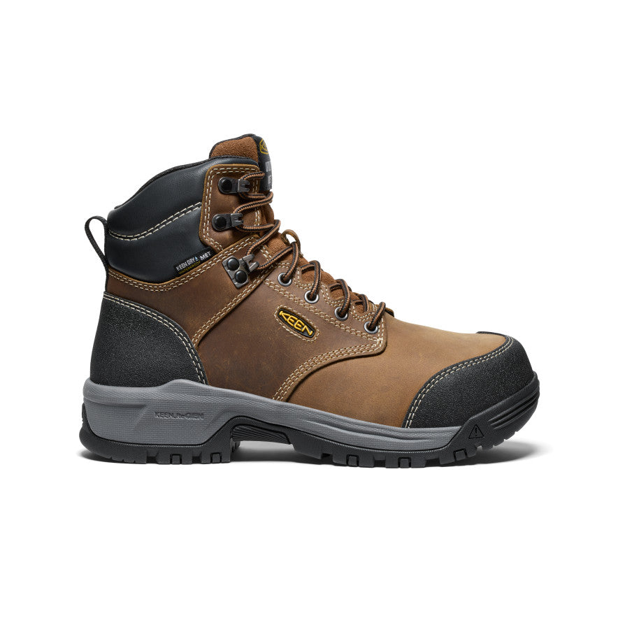 Keen Women s Evanston 6 Waterproof Int Met Work Boot Bison Black Size 8.5
