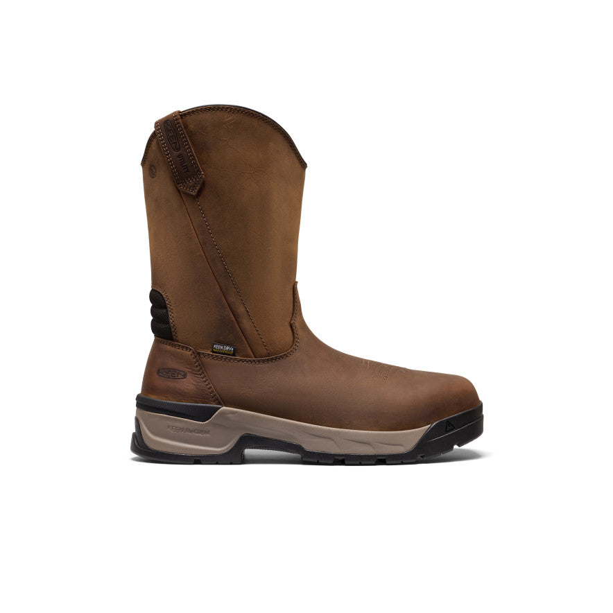 keen様 Men's Flatland Pull-On Waterproof Work Boot (Carbon Toe) | Bison