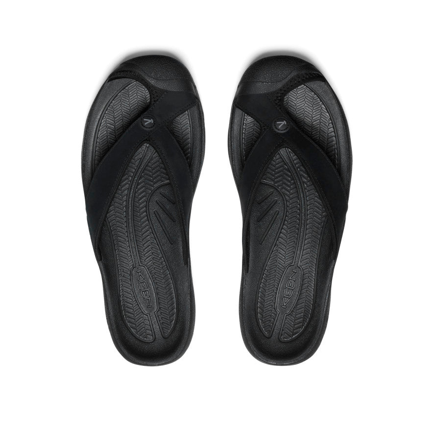 Men's Waimea Black/Black Leather Flip-Flop KEEN KEEN Footwear