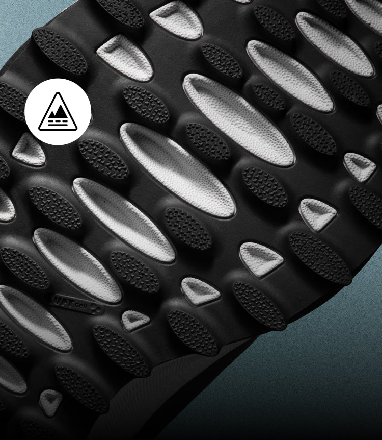Closeup of tread on Zionic boot